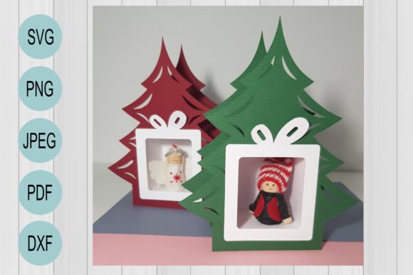 3D SVG Christmas Tree Gift Box Shapes