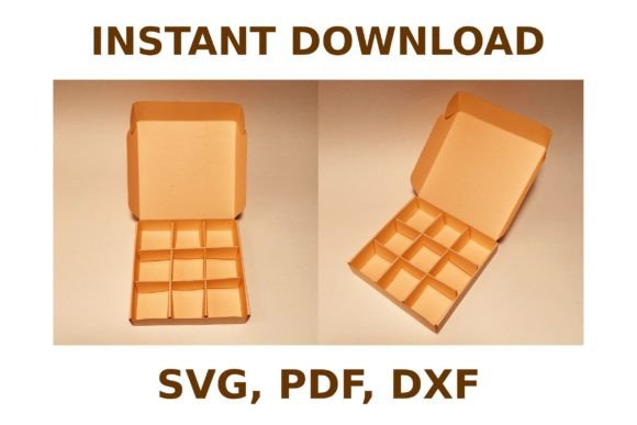 3D SVG Shapes: Flat Box with Dividers Template