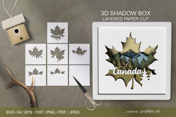 Canada SVG Maple Leaf 3D Shadow Boxes