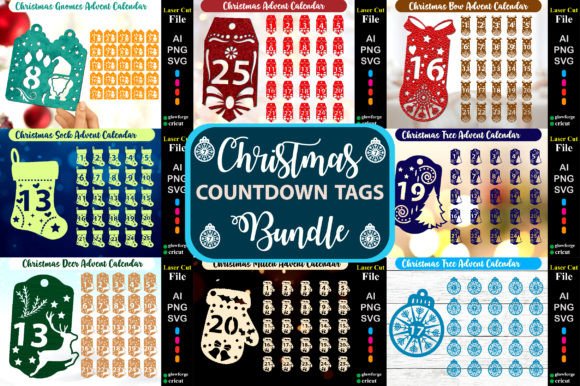 Christmas 3D SVG Countdown Tags Bundle
