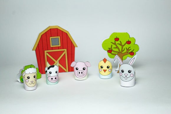 Farm Paper Toy Set: 3D SVG for Kids Crafts