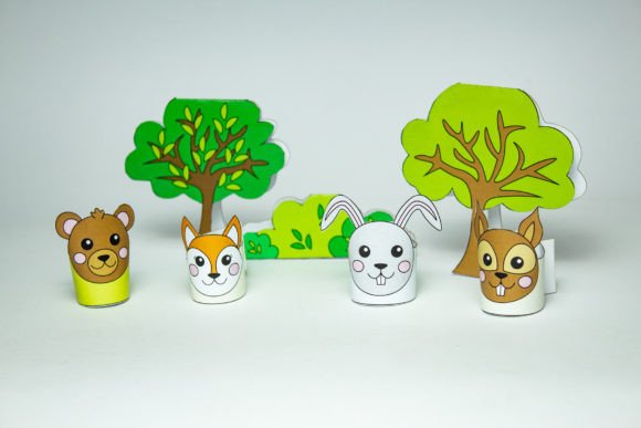 Forest Paper Toy Set: 3D SVG for Kids Crafts