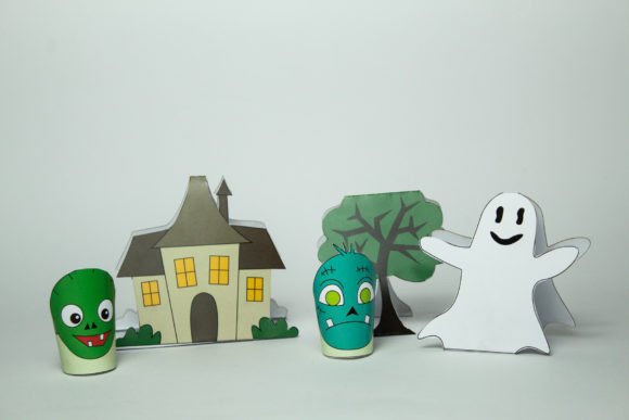 Halloween Village Paper Toy Set: 3D SVG for Kids Crafts