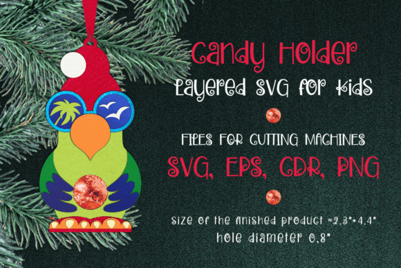 Parrot Christmas Ornament Candy Holder 3D SVG