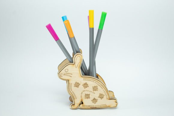 Rabbit Pen Holder 3D SVG for Kids