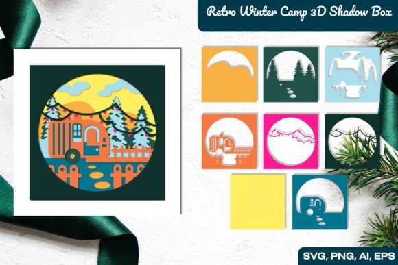 Retro Winter Camp 3D SVG for Shadow Boxes