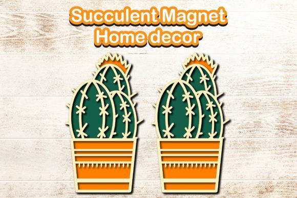 Succulent Home Decor Magnet 3D SVG Ornaments