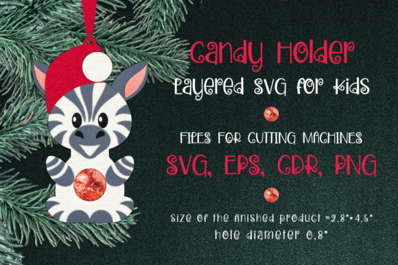 Zebra Christmas Candy Holder 3D SVG